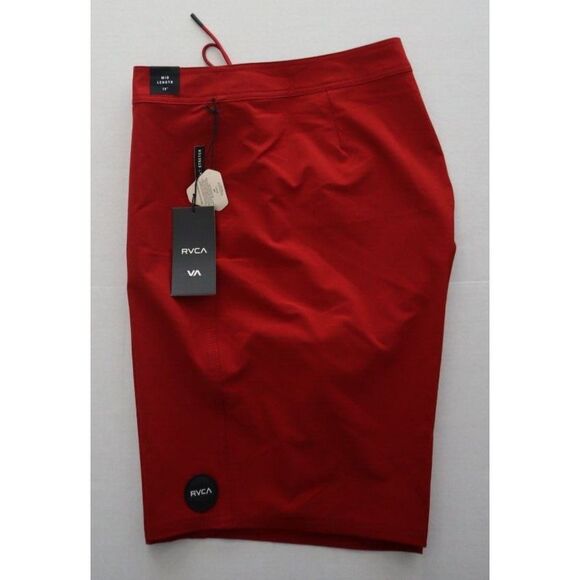 RVCA AVYBS00193 Men's Sz 38 Cardinal Red Dobby 4-Way Stretch 19" Boardshorts - Picture 6 of 9